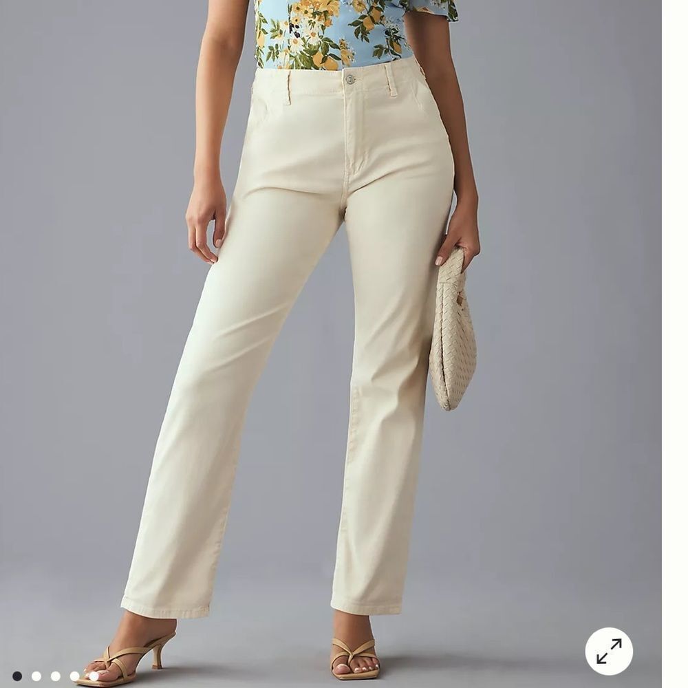 Paige Drew Mid-Rise Relaxed-Leg Cream Jeans